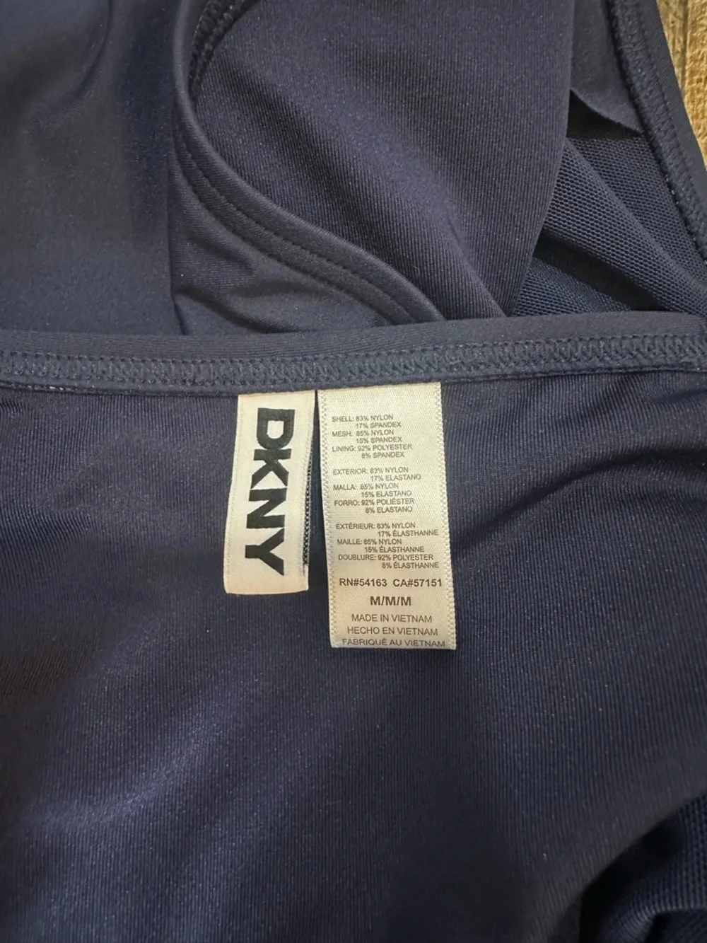 DKNY Dark Navy Ruched One-Piece Swimsuit - Picture 6 of 8